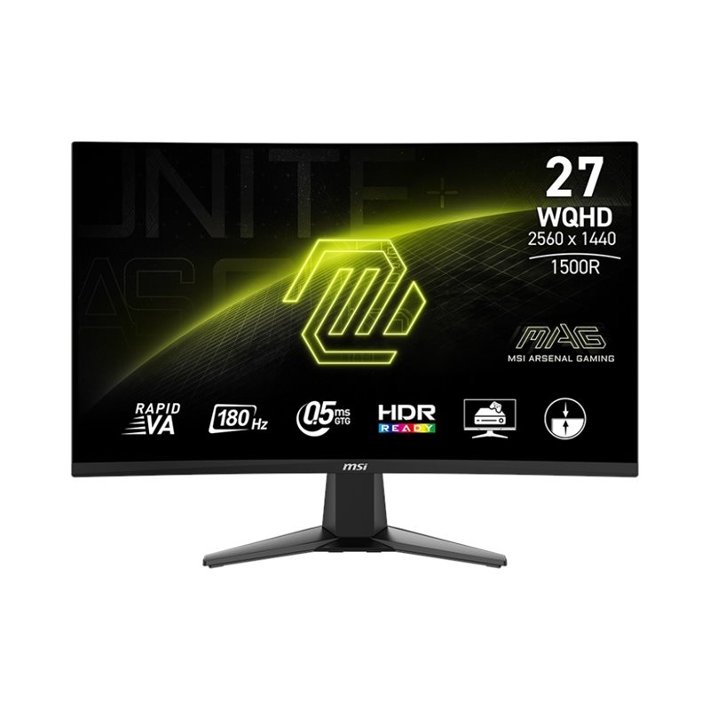 MSI 27" MAG 27CQ6F, kaareva 180Hz WQHD-pelimonitori, musta