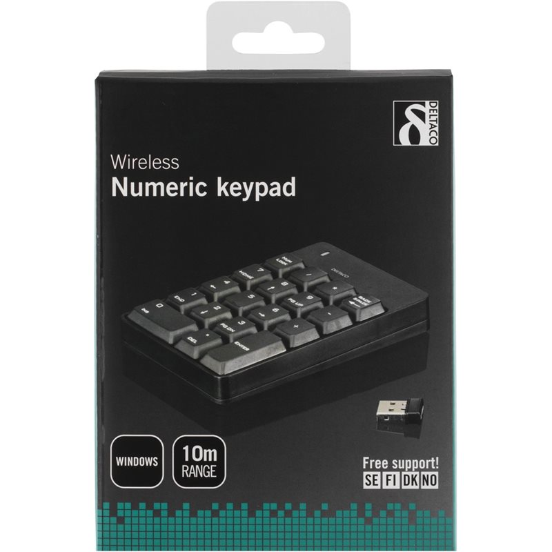 Deltaco Langaton numeronäppäimistö, USB-A-nanovastaanotin, musta - Kuva 2