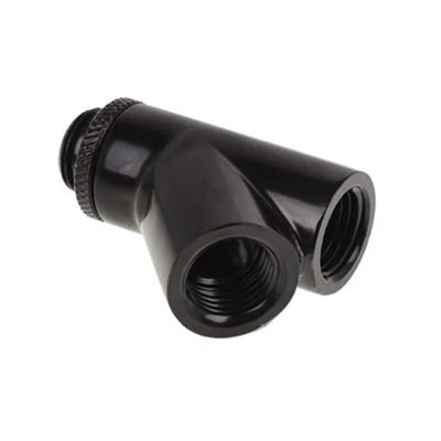Alphacool Eiszapfen Y-connector 45° - G1/4 kierrettävä, 2x sisäkierre/1x ulkokierre, Deep Black