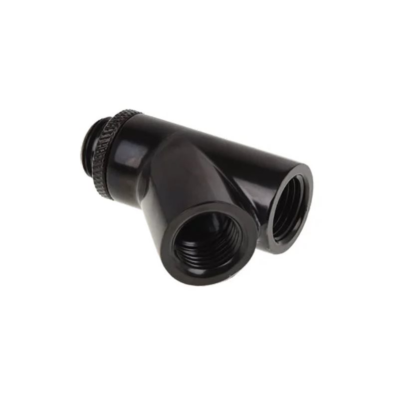 Alphacool Eiszapfen Y-connector 45° - G1/4 kierrettävä, 2x sisäkierre/1x ulkokierre, Deep Black