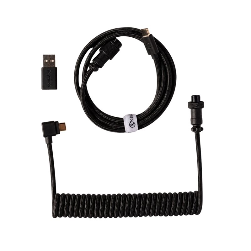Keychron Coiled Aviator Cable 8K - Angled, näppäimistön kierrekaapeli, musta