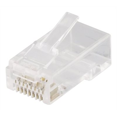 Deltaco Suojaamaton UTP Cat6a RJ-45-liitin laitekaapelille, läpinäkyvä, 20kpl