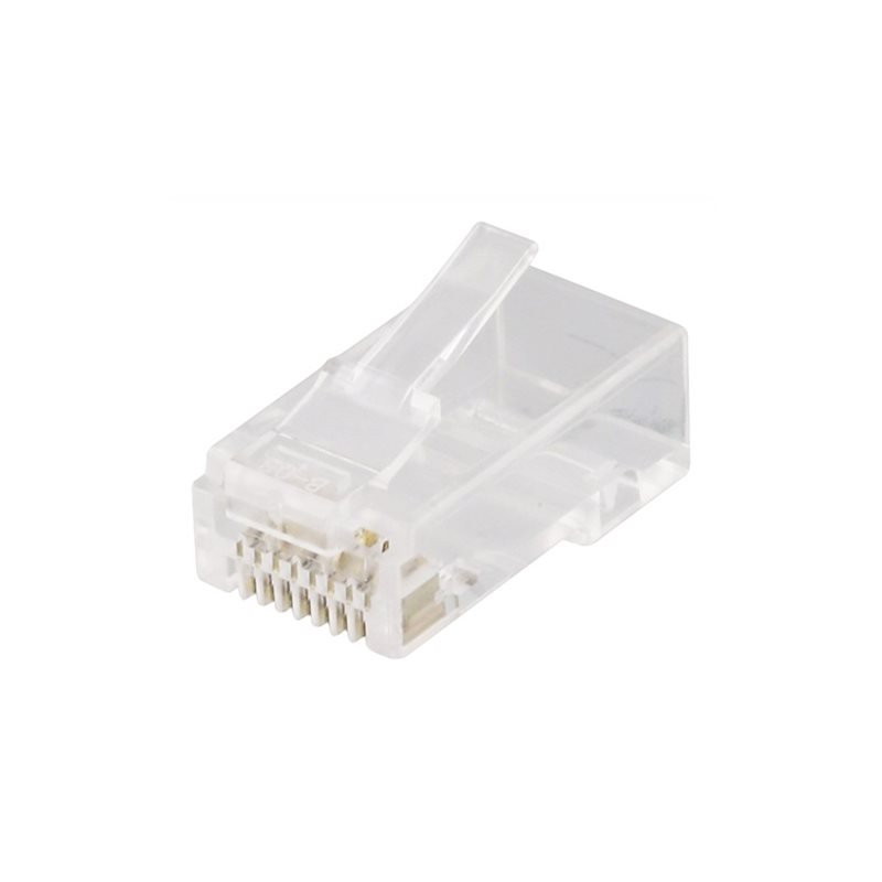 Deltaco Suojaamaton UTP Cat6a RJ-45-liitin laitekaapelille, läpinäkyvä, 20kpl