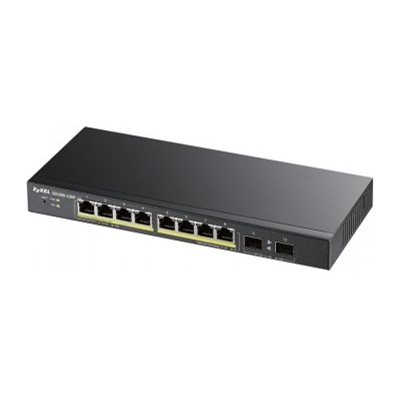 ZyXEL GS1900-10HP, 8-porttinen hallittava PoE -kytkin, 70W, tuulettimeton, musta