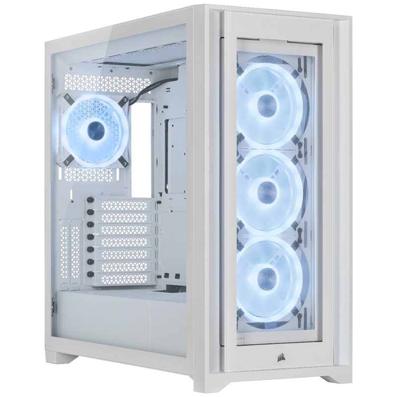 Corsair iCUE 5000X RGB QL Edition, ikkunallinen miditornikotelo, True White