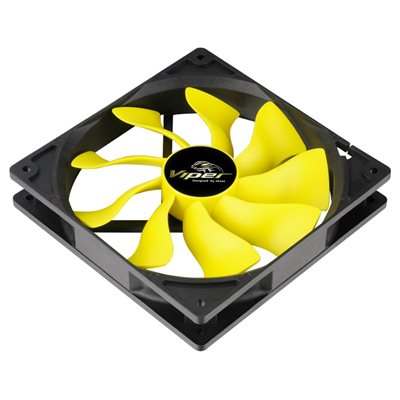 Akasa Viper, 140x140x25mm PWM-laitetuuletin, musta/keltainen
