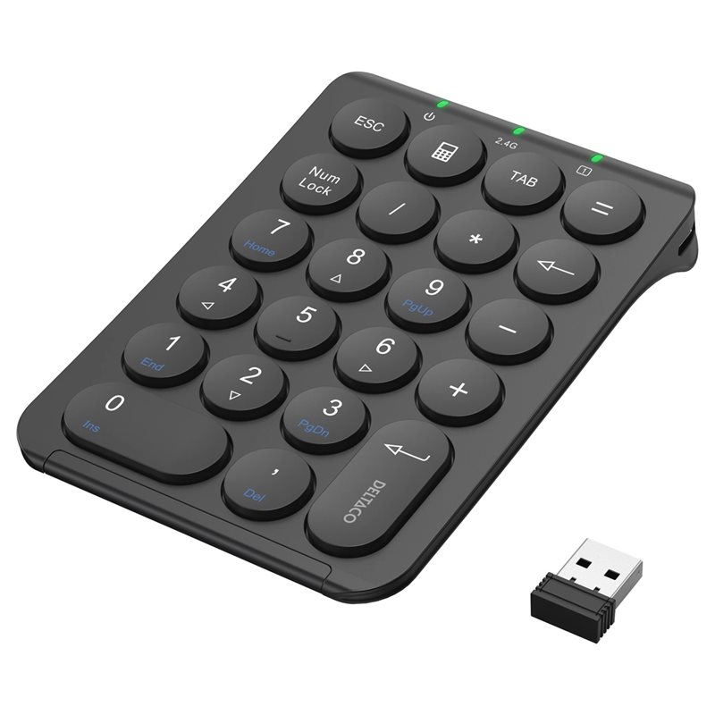 Deltaco Langaton numeronäppäimistö, USB-A-nano vastaanotin, musta