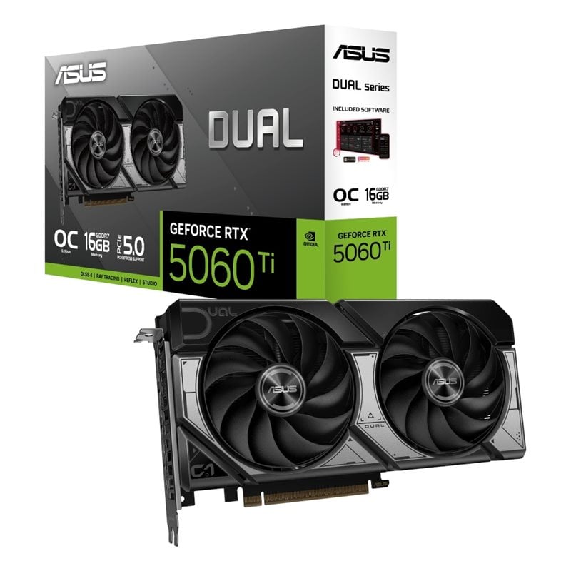 Asus GeForce RTX 5060 Ti DUAL - OC Edition -näytönohjain, 16GB GDDR7