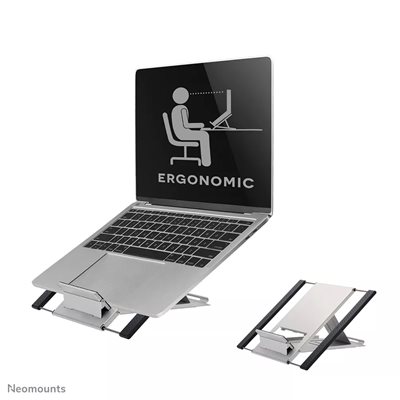 Neomounts 10-22" Foldable Laptop Stand, kokoontaittuva kannettavan/tabletin teline, hopea