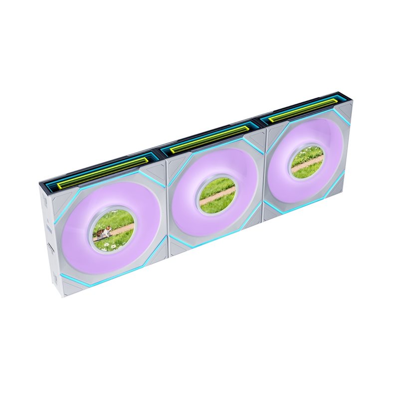 Lian Li UNI FAN SL-INF LCD Flex Wireless 3 pack, 120mm PWM-laitetuuletinsarja, valkoinen