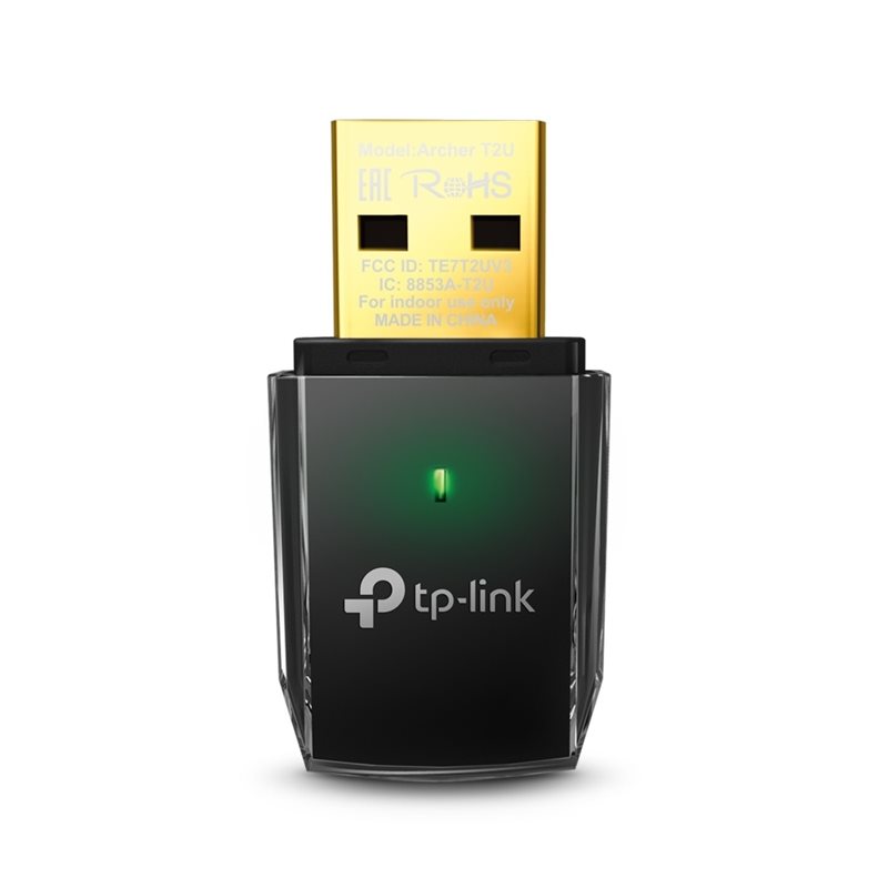 TP-Link Archer T2U, Dual Band AC600 Wi‑Fi 5 -USB-sovitin, musta