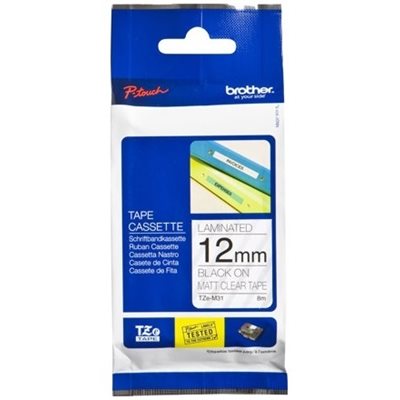 Brother TZEM31 12 BLK ON CLEAR MATT