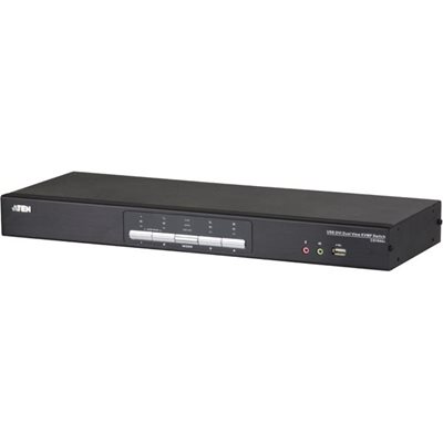 Aten KVM-kytkin, 1 - 4, DVI/USB, 2-porttinen USB-hubi, hopea/musta