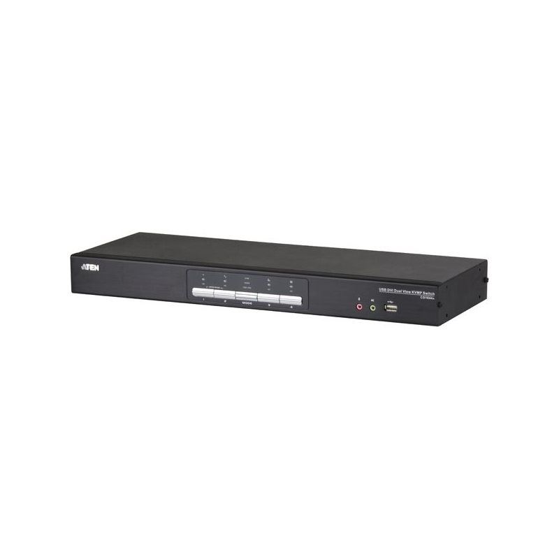 Aten KVM-kytkin, 1 - 4, DVI/USB, 2-porttinen USB-hubi, hopea/musta