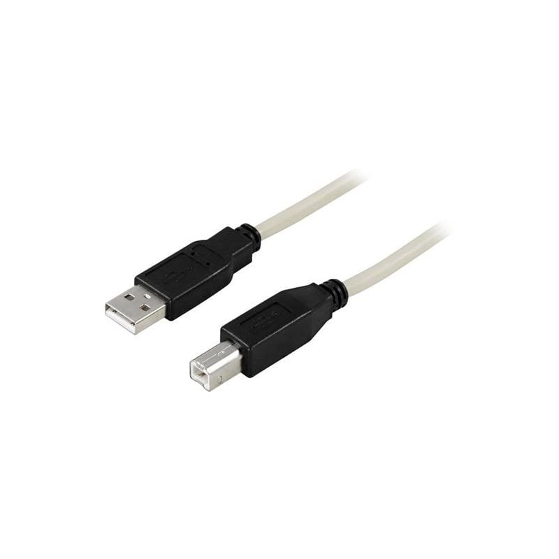 Deltaco 2.0 USB-A - USB-B -kaapeli, 2m, harmaa