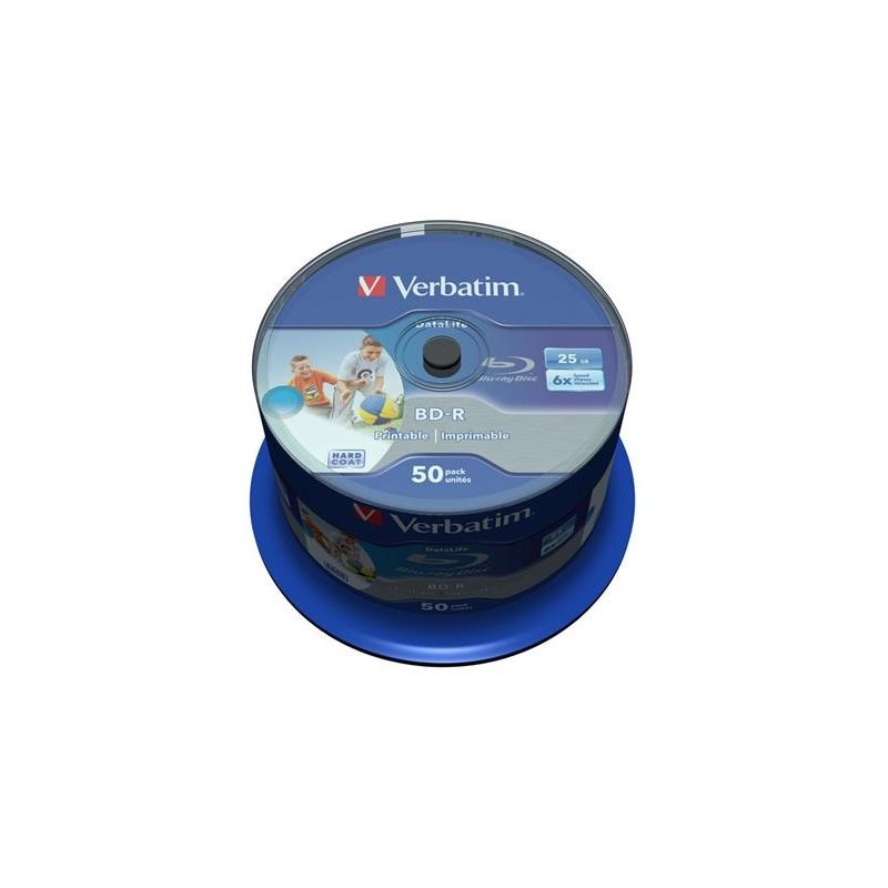 Verbatim BD-R SL, 6x, 25GB/200min, Wide Inkjet Printable, 50-pack spindel