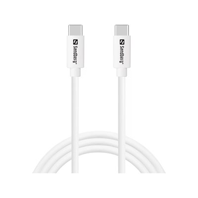 Sandberg 2.0 USB-C -kaapeli, PD 65W, 1m, valkoinen