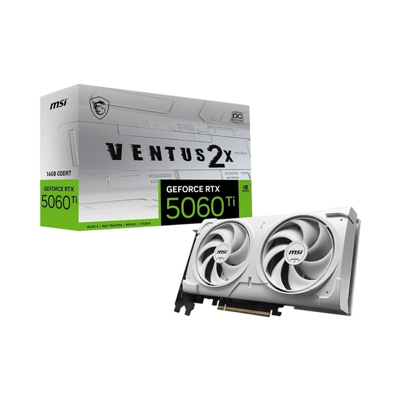 MSI GeForce RTX 5060 Ti VENTUS 2X OC WHITE PLUS -näytönohjain, 16GB GDDR7
