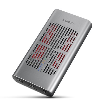 AXAGON Clone Master, ulkoinen kotelo 2x M.2 NVMe SSD-levylle kloonaustoiminnolla, 3.2 Gen2 USB-C, harmaa