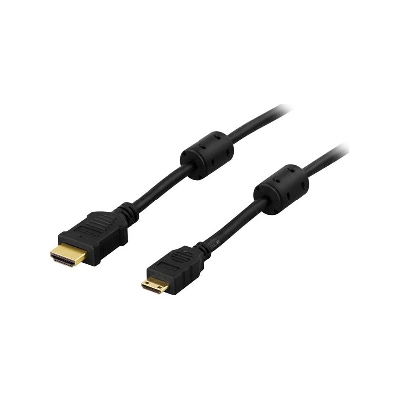Deltaco 1.4 HDMI -näyttökaapeli, HDMI - Mini-HDMI, 3m, musta