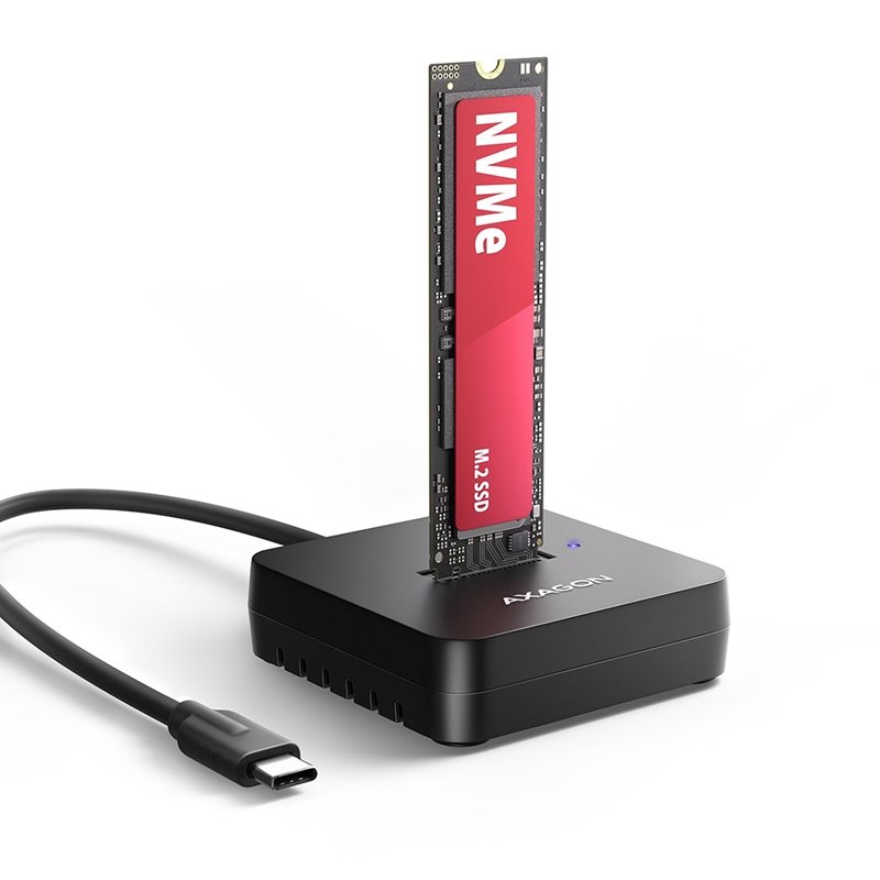 AXAGON M.2 NVMe SSD -telakointiasema, USB-C 3.2 Gen2, musta