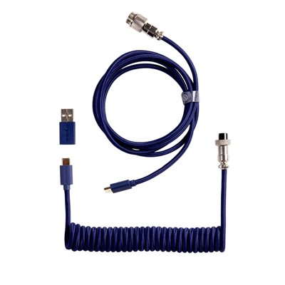 Keychron Coiled Aviator Cable 8K - Straight, näppäimistön kierrekaapeli, sininen