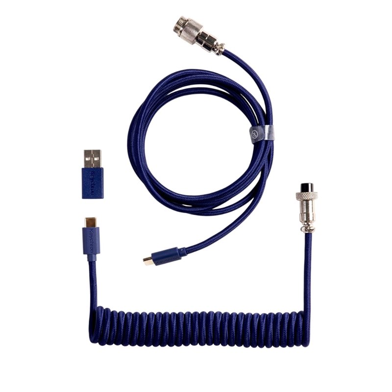 Keychron Coiled Aviator Cable 8K - Straight, näppäimistön kierrekaapeli, sininen