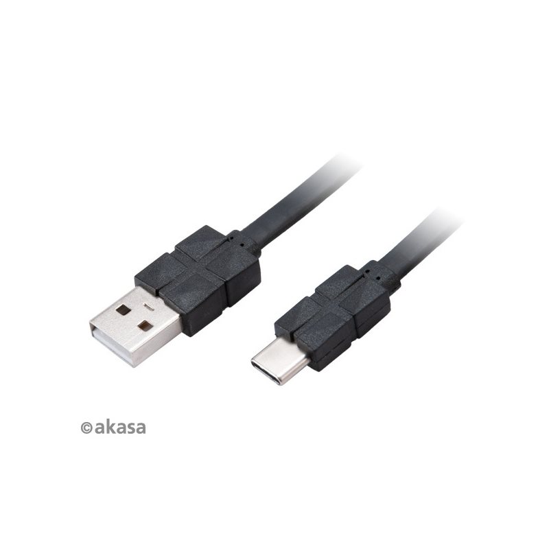 Akasa 2.0 USB-A - USB-C -latauskaapeli, 1m, musta