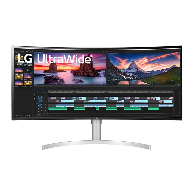 LG 38" 38WN95C-W, 144Hz kaareva Ultrawide QHD+ -monitori, valkoinen/harmaa/musta