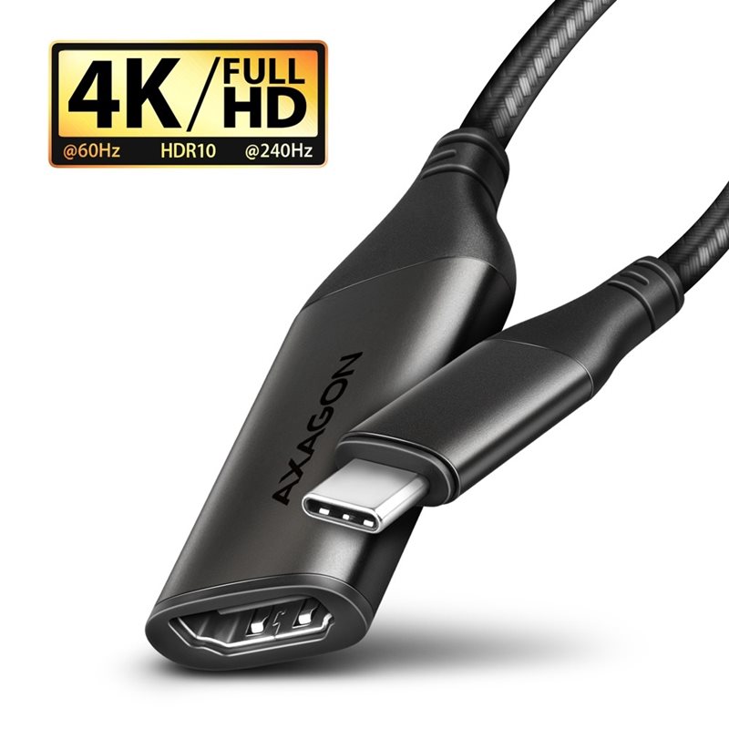 AXAGON USB-C - 2.0 HDMI -näyttökaapeli, 0,25m, musta