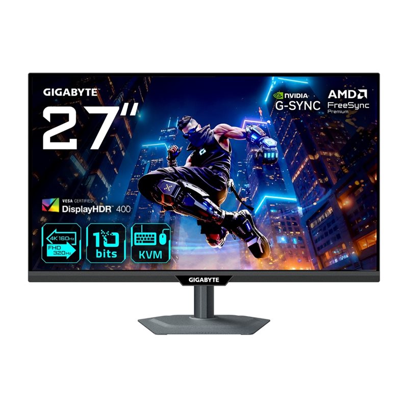 Gigabyte 27" M27UP, 160Hz 4K Dual-Resolution -pelimonitori, musta