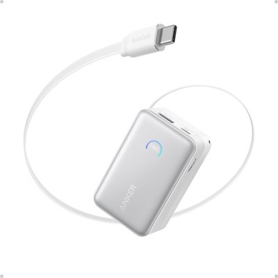 Anker 10000 mAh Nano Power Bank, varavirtalähde, 2x USB-C, USB-A, valkoinen
