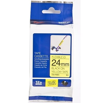 Brother TZEFX651 24 BLACK ON YELLOW FLEX