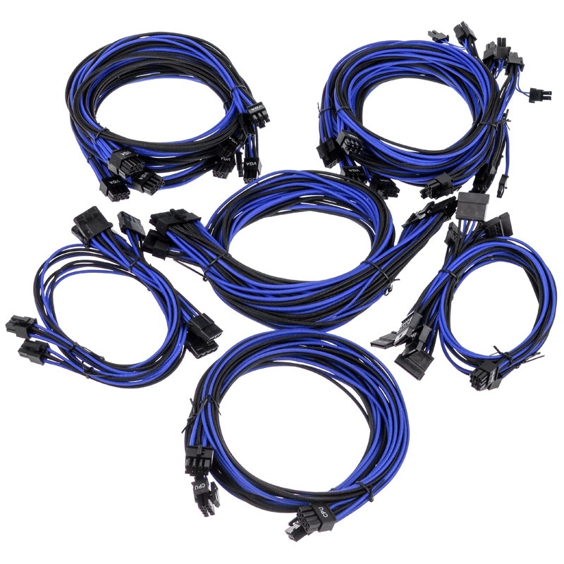 Super Flower Sleeve Cable Kit Pro -kaapelisarja, musta/sininen