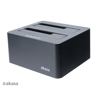 Akasa DuoDock X3, 2-paikkainen USB 3.1 Gen1 -kloonaus/telakointiasema, musta