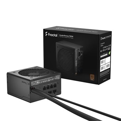 Fractal Design 750W Anode Bronze, puolimodulaarinen ATX-virtalähde, 80 Plus Bronze, musta