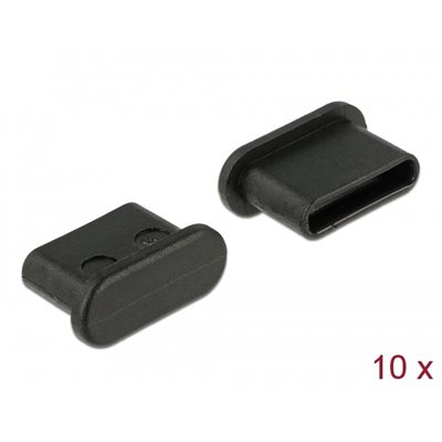 DeLock Pölysuoja USB-C -naarasportille, ei grippiä, 10 kpl, musta