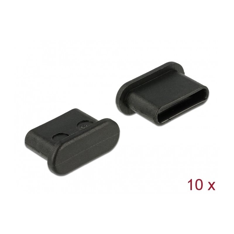 DeLock Pölysuoja USB-C -naarasportille, ei grippiä, 10 kpl, musta