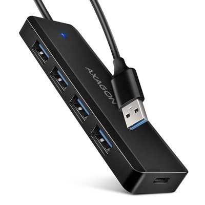 AXAGON (Outlet) 4-porttinen 3.2 Gen1 USB-A -hubi, USB-C lisävirralla, musta
