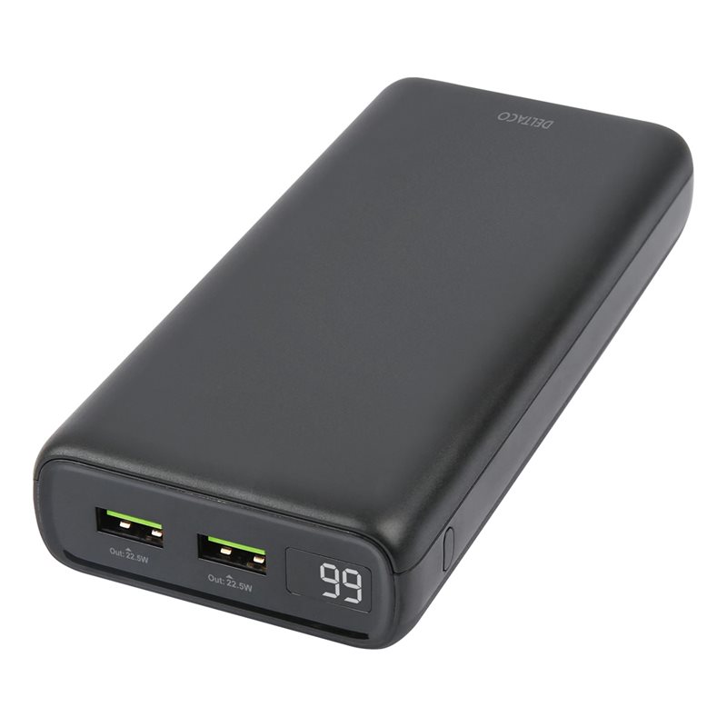 Deltaco Varavirtalähde, 20 000mAh, USB-C 60W PD, 2x USB-A, musta