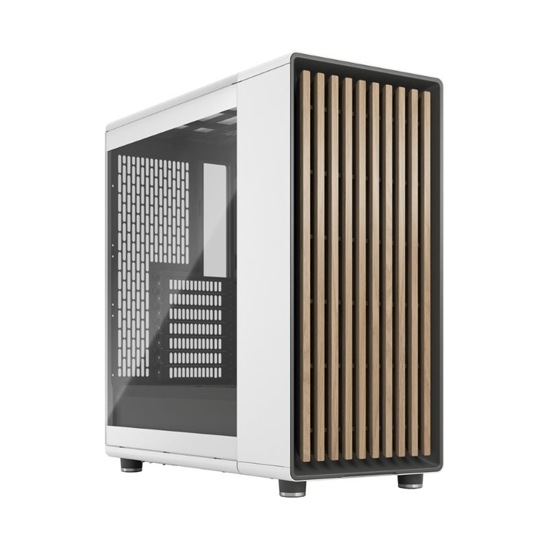 Fractal Design (Outlet) North - Chalk White TG Clear, ikkunallinen miditornikotelo, valkoinen