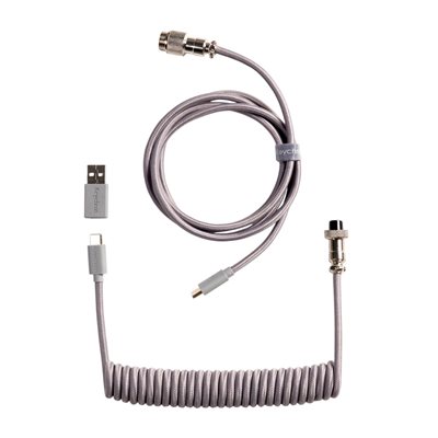 Keychron Coiled Aviator Cable 8K - Straight, näppäimistön kierrekaapeli, harmaa