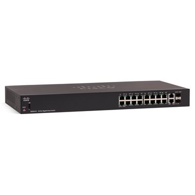 Cisco SG250-18, 18-porttinen räkkiasennettava kytkin, 1U, musta