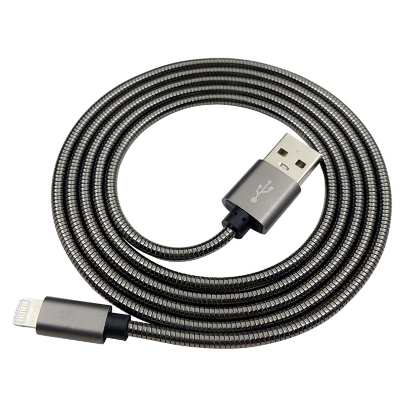 ProXtend Lightning - USB-A -kaapeli, MFI, metallipunottu, 1,2m, harmaa
