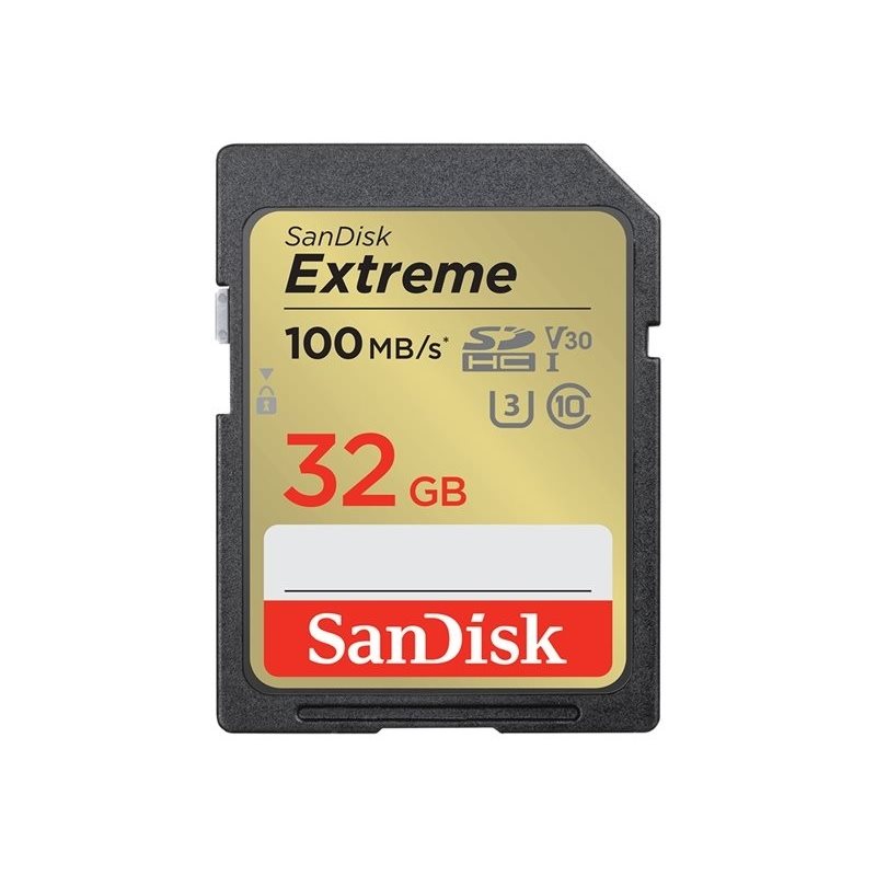 Sandisk 32GB Extreme, SDHC -muistikortti, UHS-I U3 / V30, jopa 100/60 MB/s