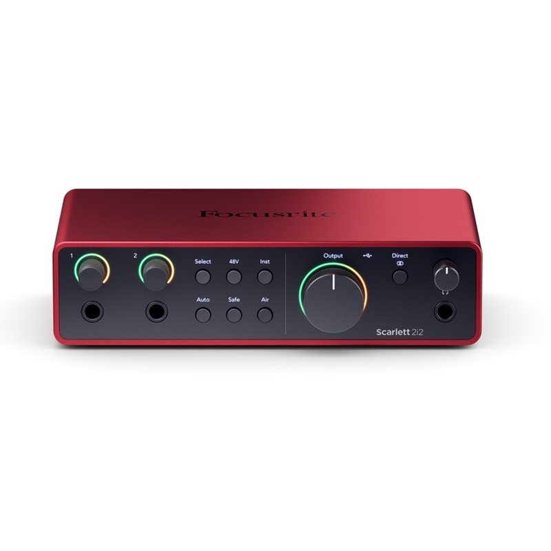 Focusrite Scarlett 2i2 4th Gen, 2-in, 2-out ulkoinen USB-äänikortti/Audio Interface, musta/punainen