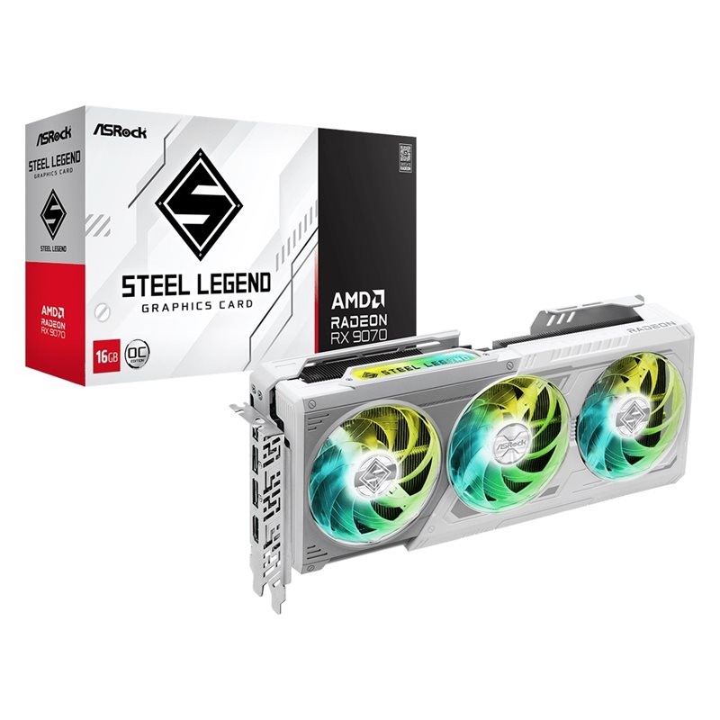 ASRock Radeon RX 9070 Steel Legend OC -näytönohjain, 16GB GDDR6