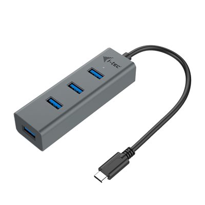 i-tec 4-porttinen 3.2 Gen1 USB-C -hubi, 0,28m, musta