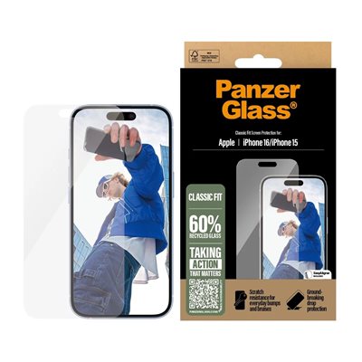 PanzerGlass Panssarilasi, Apple iPhone 16/15, Classic Fit