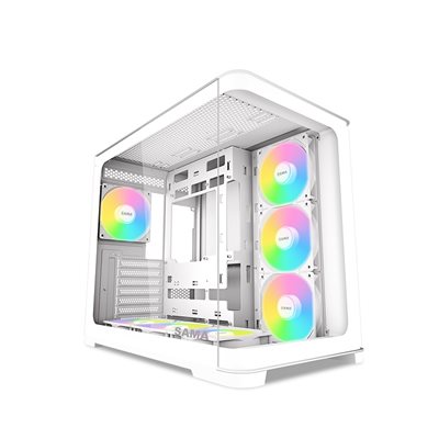 SAMA V60 White, ikkunallinen miditornikotelo, valkoinen